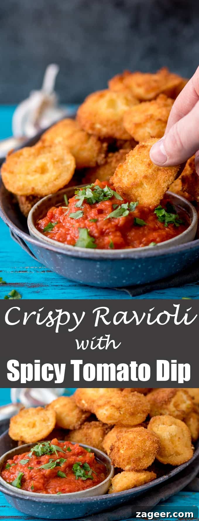 Crispy Fried Ravioli with Spicy Tomato Dipping Sauce 7 Crispy Fried Ravioli With Spicy Tomato Dip - an easy and totally moreish party food!