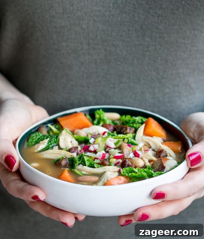 Hearty Three-Bone Soup with Vegetables and Beans 4 This Three Bone Soup With Veggies and Beans is a great way to make the most of your leftovers! Filling, tasty and easily made gluten free too!