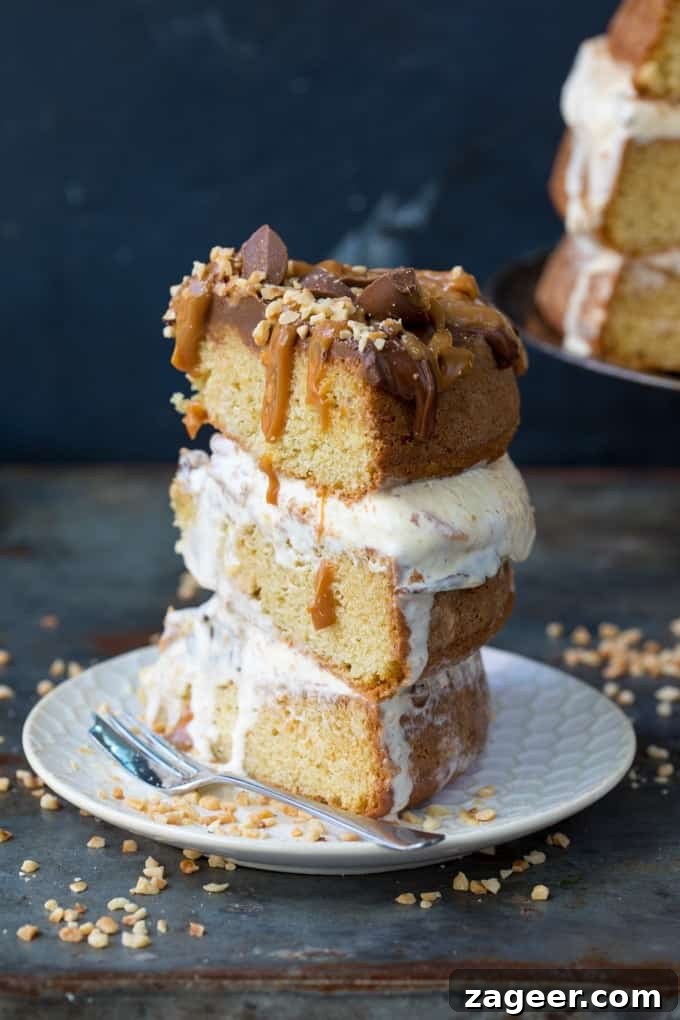 Salted Caramel Chocolate Peanut Butter Ice Cream Cake 2 Chocolate Peanut Butter Ice Cream Cake with Salted Caramel - this three layer cake is an easy crowd-pleaser. A great Summer dessert!