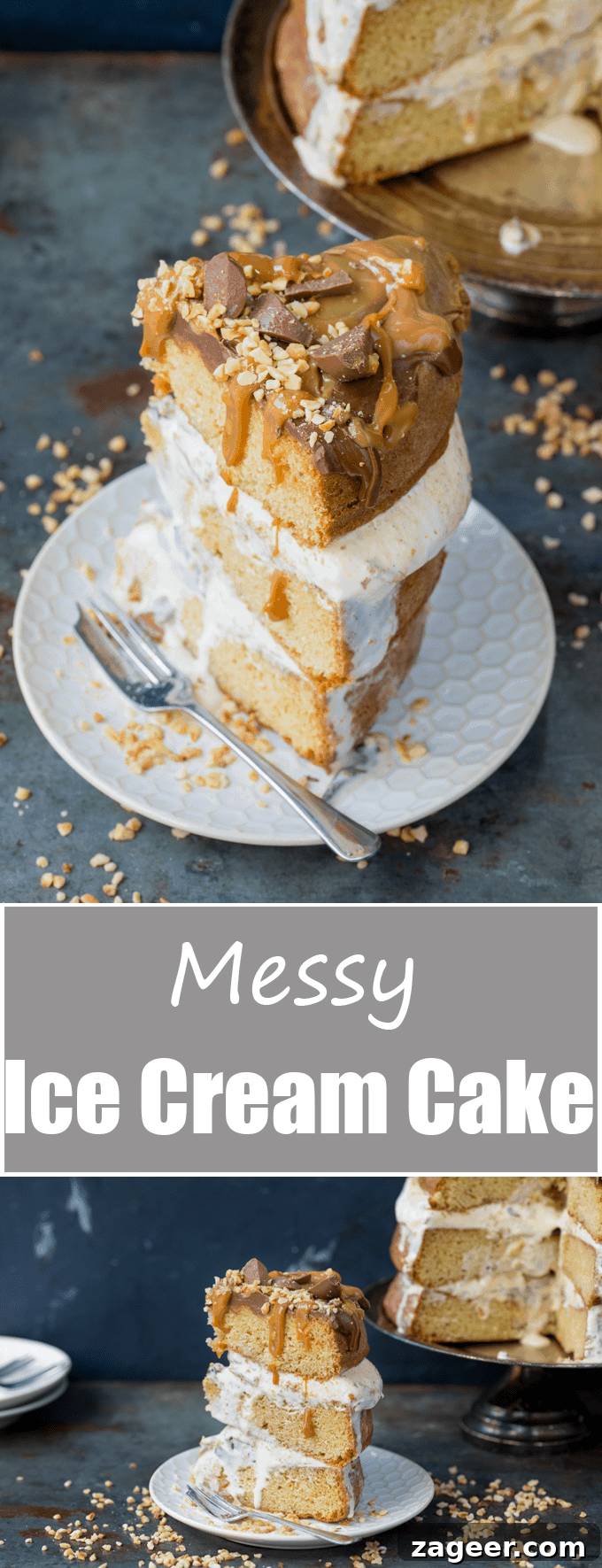 Salted Caramel Chocolate Peanut Butter Ice Cream Cake 7 Chocolate Peanut Butter Ice Cream Cake with Salted Caramel - this three layer cake is an easy crowd-pleaser. A great Summer dessert!