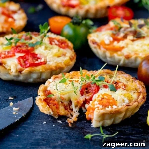 Smoky Chorizo Scotch Eggs with Crispy Potato Wedges 10 Cheese and Tomato Tarts with a rich tomato ragu and creamy béchamel sauce encased in shortcrust pastry.