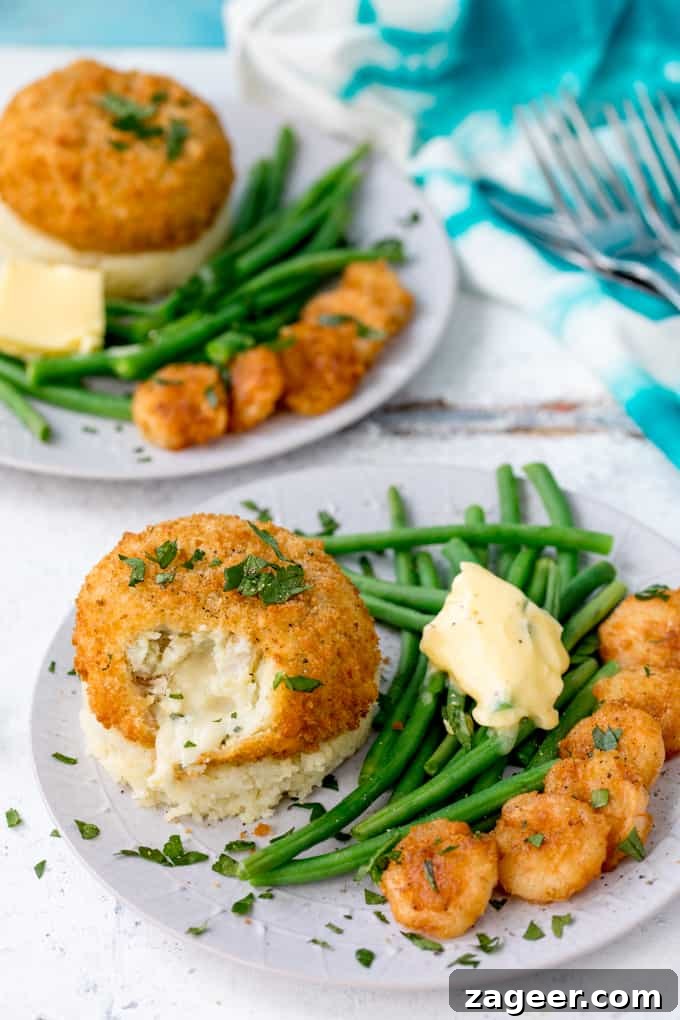 Crispy Garlic Prawns with Cheesy Mash and Fishcakes 2 Saucy Fish Co fishcakes with cheesy mash and crispy garlic prawns