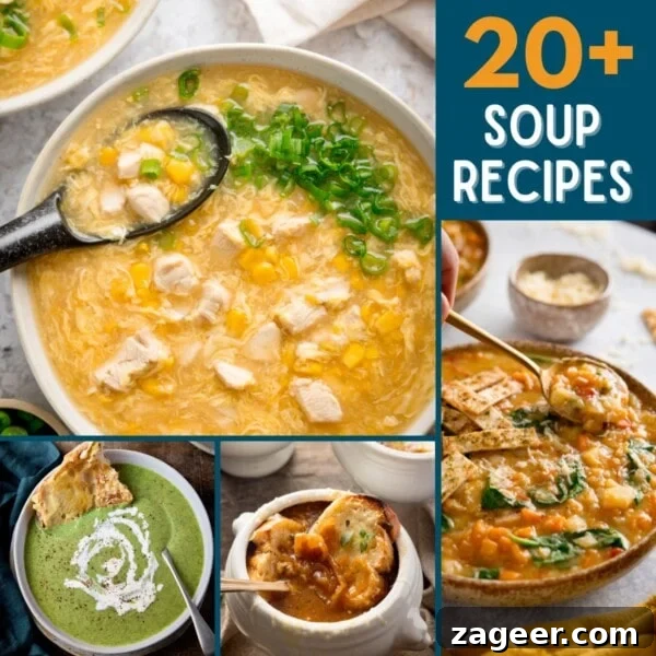 Spicy Parsnip and Sweet Potato Soup Recipe for Cozy Nights 12 A four image collage showing 4 different types of soup.