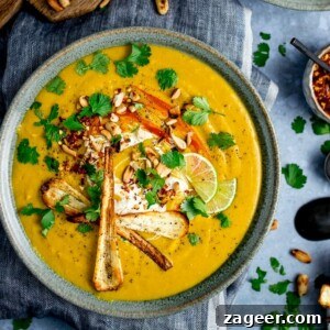 Spicy Parsnip and Sweet Potato Soup Recipe for Cozy Nights 7 Spicy parsnip and sweet potato soup with parsnip crisps and coriander toppings