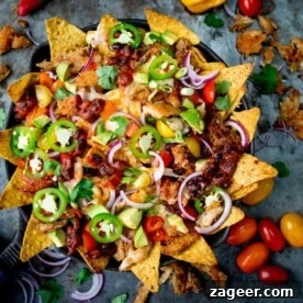 Crispy turkey nachos with melted cheese