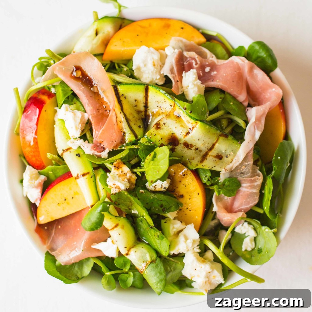 Prosciutto, Feta & Nectarine Salad with Grilled Zucchini 2 Prosciutto, feta and nectarine salad with griddled courgette - the perfect summer salad!