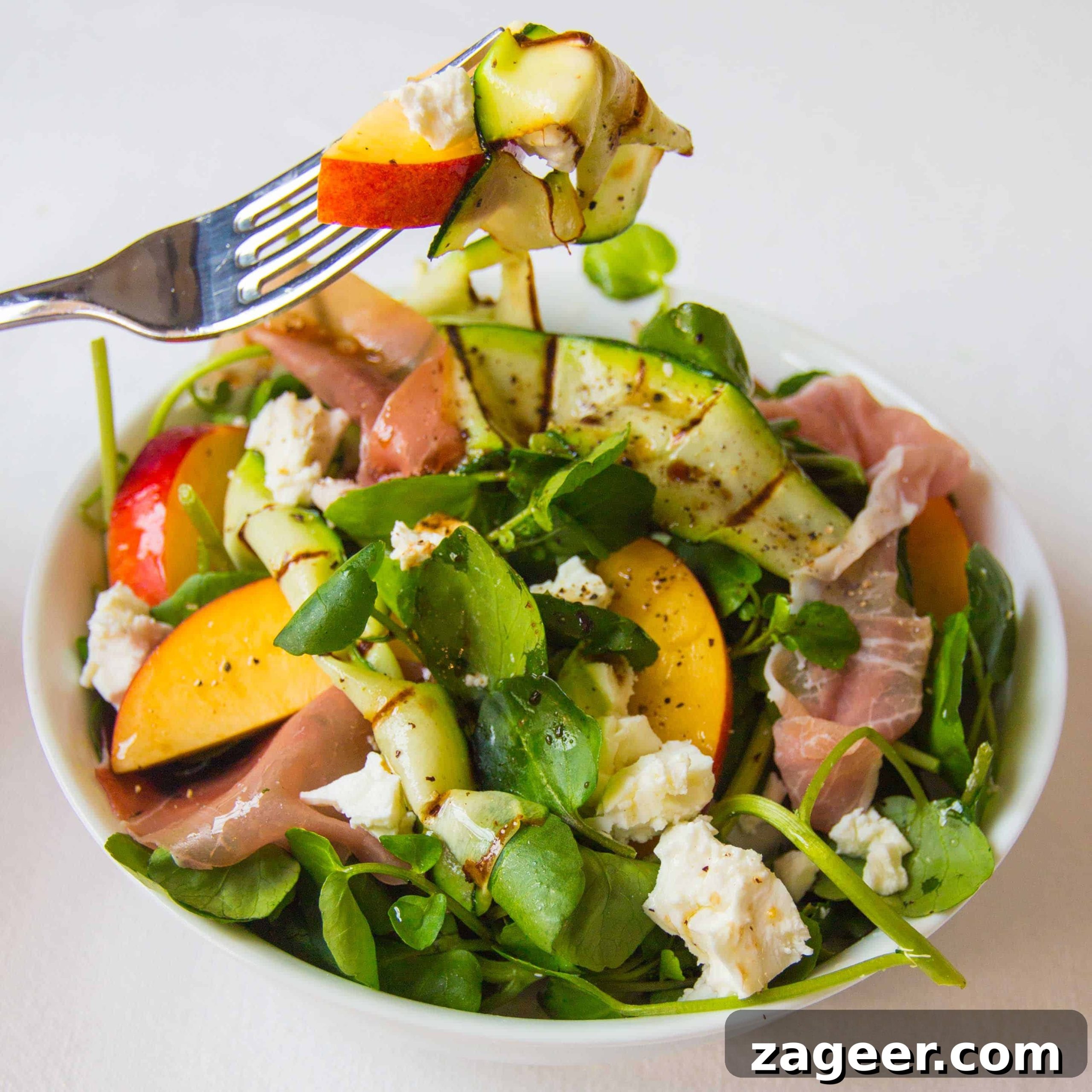 Prosciutto, Feta & Nectarine Salad with Grilled Zucchini 3 Prosciutto, feta and nectarine salad with griddled courgette - the perfect summer salad!