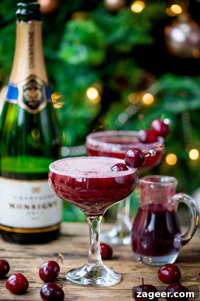 Black Cherry Bellini Recipe: Sparkling Cocktail with Cherry Puree 3 New Year's Eve Cocktail? Make the fruit puree ahead of time for this Black Cherry Bellini cocktail so you can serve up them up in super-quick time!