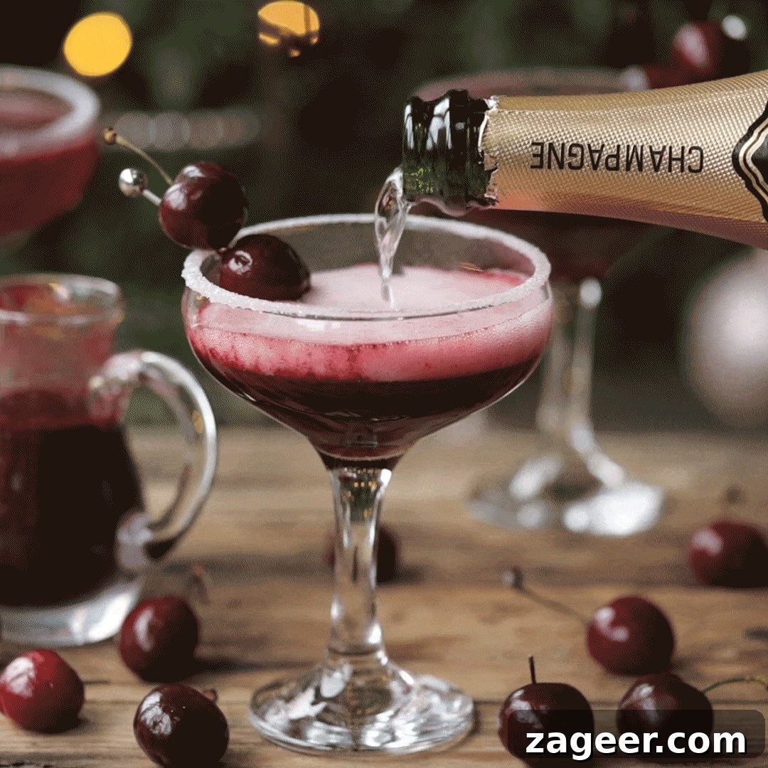 Black Cherry Bellini Recipe: Sparkling Cocktail with Cherry Puree 9 New Year's Eve Cocktail? Make the fruit puree ahead of time for this Black Cherry Bellini cocktail so you can serve up them up in super-quick time!