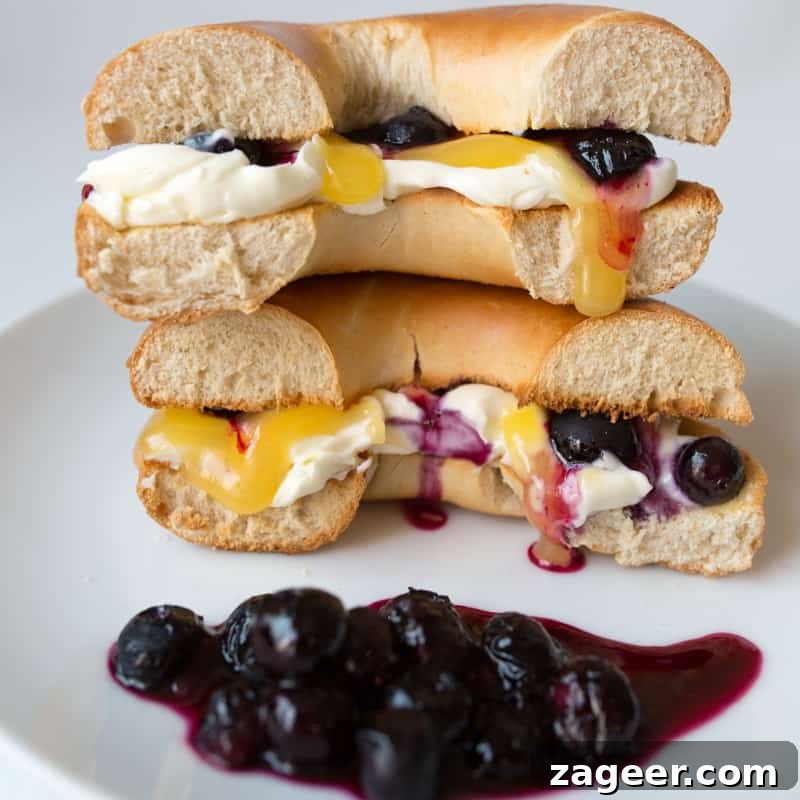 Day 3: Blueberry Lemon Cheesecake Bagel Toastie Recipe 2 Blueberry Lemon Cheesecake Bagel - day 3 of my five day 'Sweet Toasties' series to brighten up your holiday breakfast.